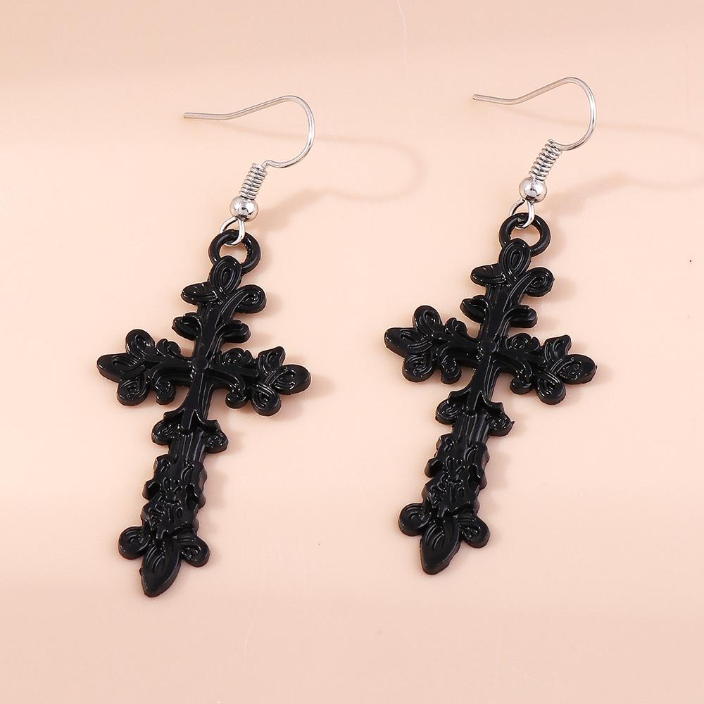 Vintage Witch Vampire Heart Earrings Gothic Cross Talisman Dangle Earrings Steampunk Royal Party Statement Jewelry Gifts