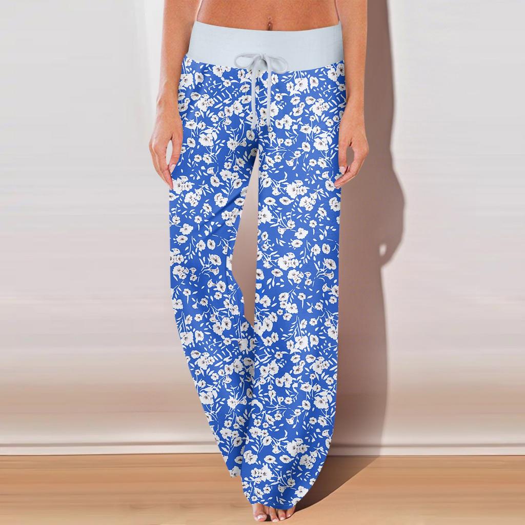 Женские повседневные спортивные брюки с винтажным принтом, пижамные брюки с карманами