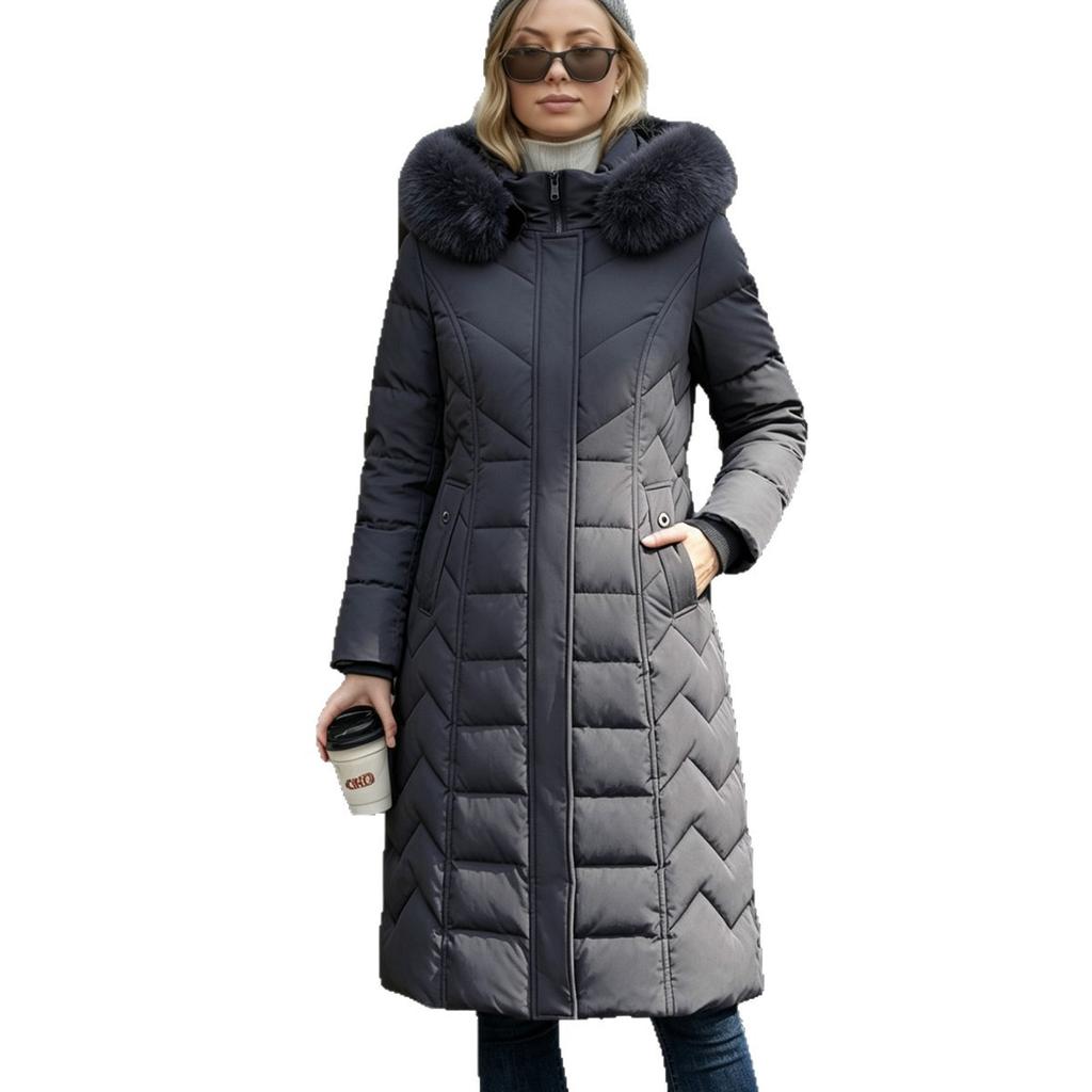 Medium To Long Slim Fit Thick Cotton Jacket Warm Cotton Clothing for Women