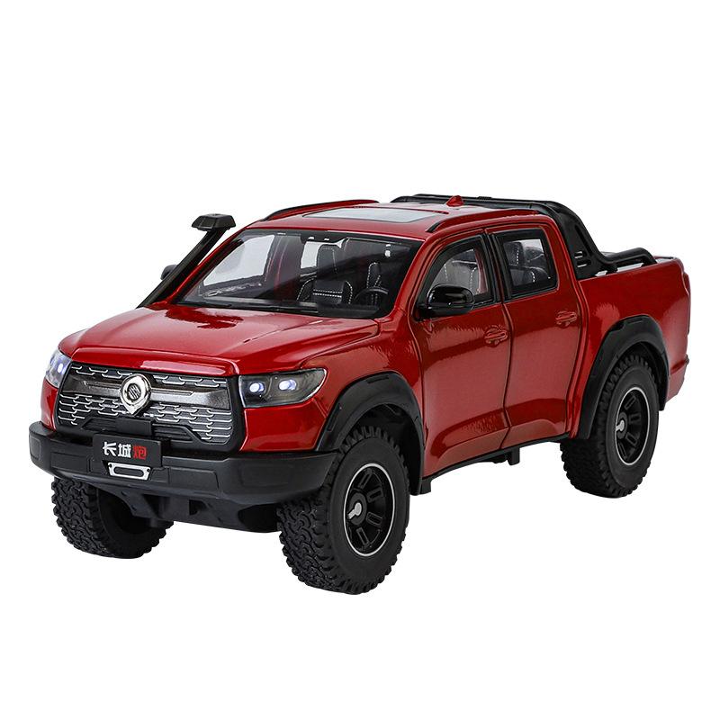 1/24 Great Wall Motor POER Pickup Alloy Car Model Diecast Metal Offroad Vehicles Car Model Simulation Sound Light Kids Toy Gift
