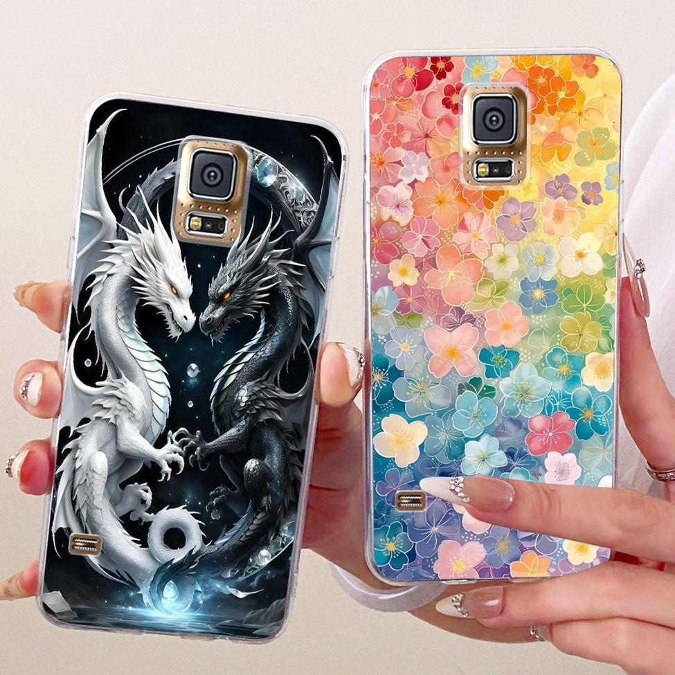 Transparent For Samsung S5 Case Fashion Butterfly Cute Cat Funny Painted Cover For Samsung Galaxy S5 SM-G900F SM-G900M Casing