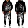 Mens Tracksuit Autumn And Winter Hoodie +Pants Two Piece Set Cool 3D Skull Print Mens Fashion Hoodies Sweatshirts Suits