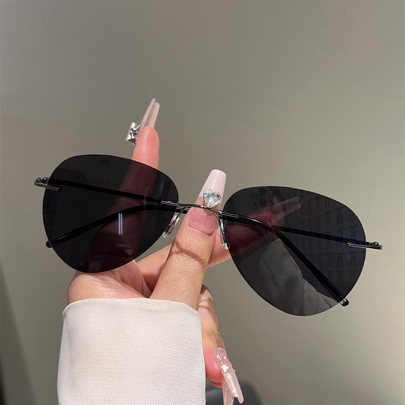 Солнцезащитные очки-пилоты без оправы Мужские Модные Винтажные Однотонные Уличные Очки Женские Новые Трендовые Дизайнерские Солнцезащитные Очки Роскошного Бренда