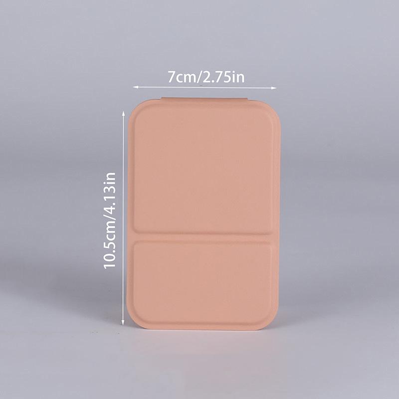 Portable Desktop Mini Foldable Makeup Mirror Solid Color PU Leather Wear-Resistant Compact Handheld Student Cosmetic Mirror
