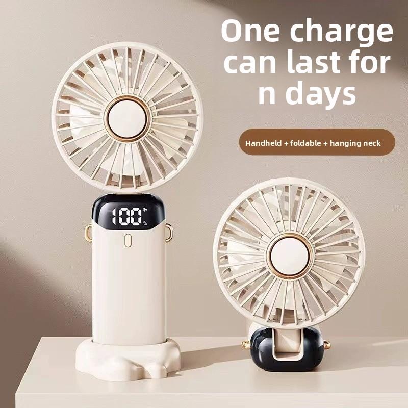 Mini ventilador de mano portátil USB plegable con pantalla digital y aroma para escritorio