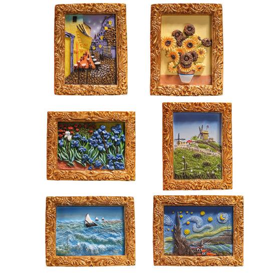 1/3/6 шт. Всемирно известная картина Магнит на холодильник Дом Офис Кухня Шкафчик Холодильник Смола 3D Живопись маслом Искусство Магнитное украшение Орнамент