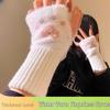 Women's Winter Half-Finger Flip-Top Gloves: Cute, Velvet-Lined, Thick, Warm, Cold-Proof, Ideal for Students and Writing.