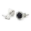 Men's Cufflink Set, Black Blue Sandstone with Rhinestone Cufflinks, Comes with an Gift Box.