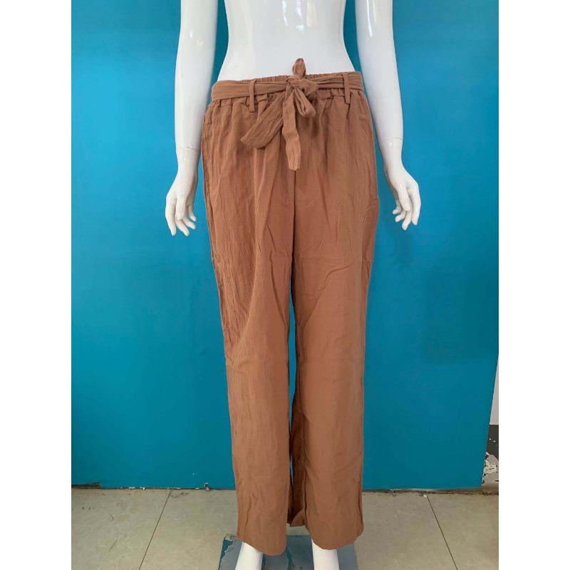 Summer Elastic Waist Solid Color Wide Leg Pants Loose Pants Female