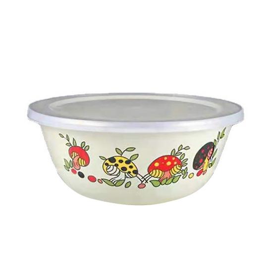 Эмалированная чаша с прозрачным узором и крышкой, ностальгические салатники в китайском стиле для ужина