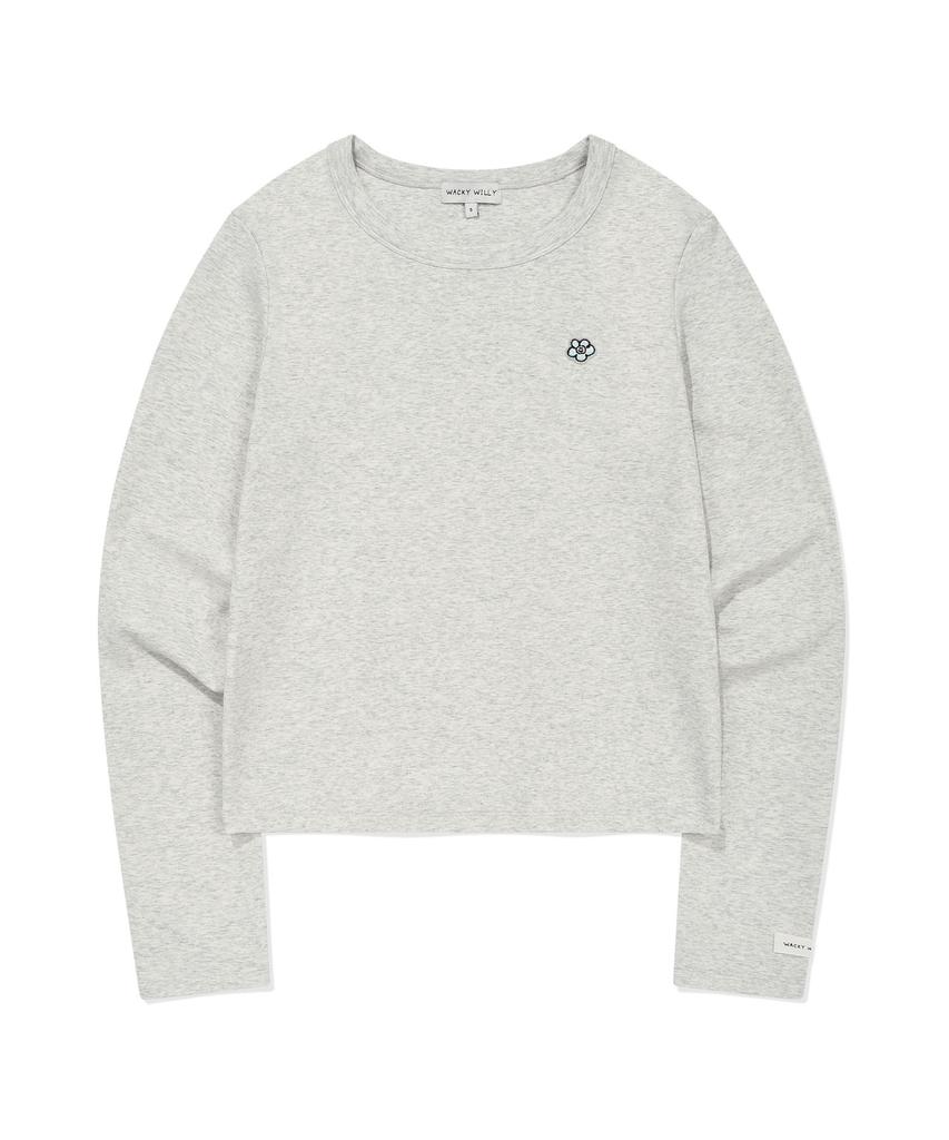 WACKY WILLY Women'S Basic Cotton Long Sleeve Light Grey