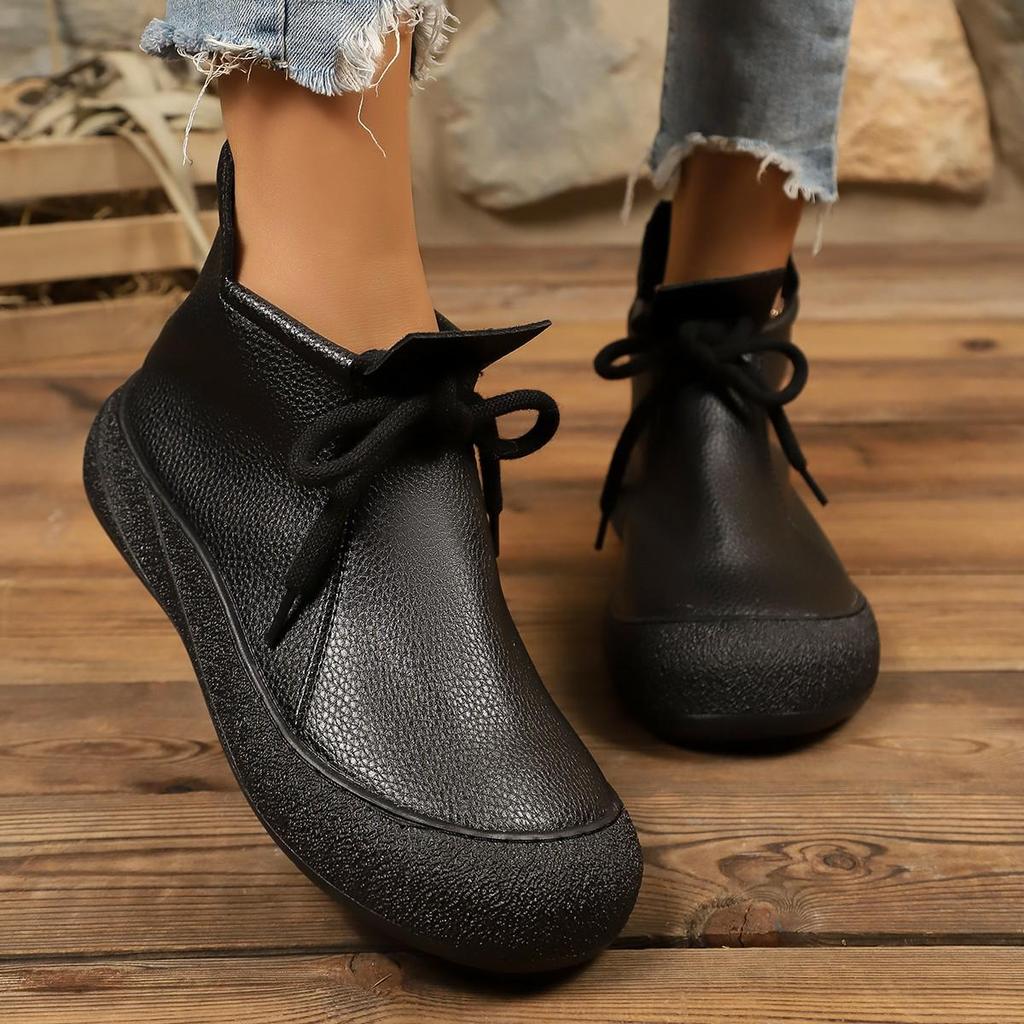 Женские ретро ботильоны из коровьей кожи - Мягкая кожа, Нескользящая подошва, Удобные и теплые для осени и зимы