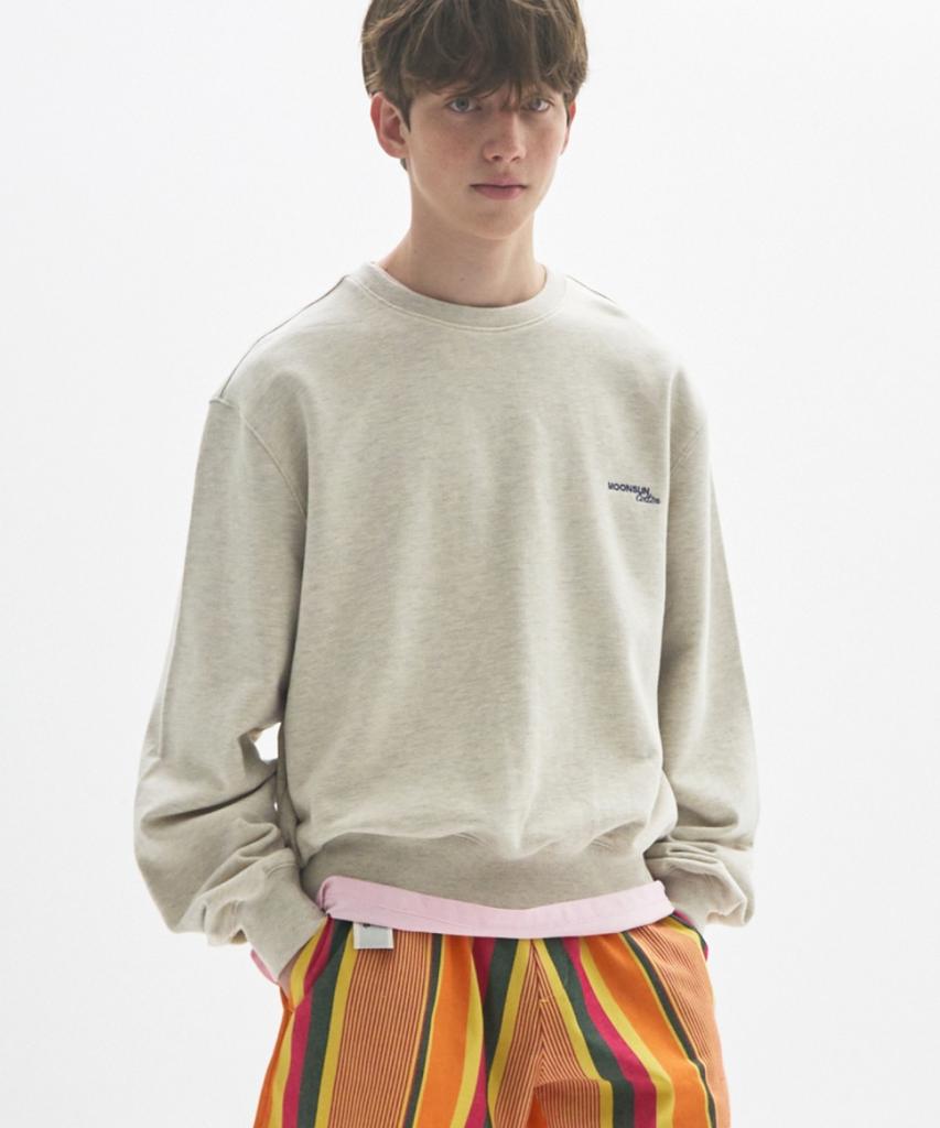 MOONSUN M.C Unisex, Logo Basic Sweatshirt / Oatmeal