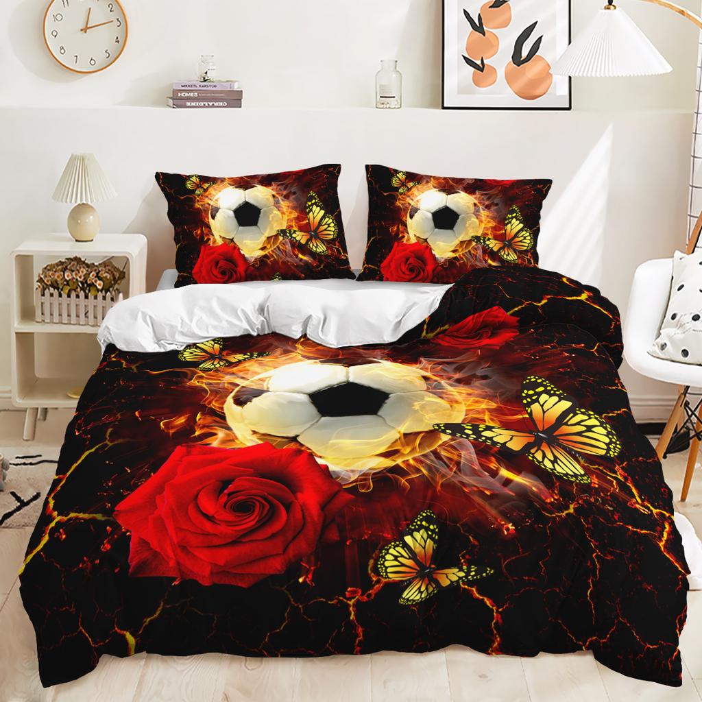 Футбольный 3D-принт с цифровым узором пододеяльник наволочка постельное белье для спальни комплект из трех предметов