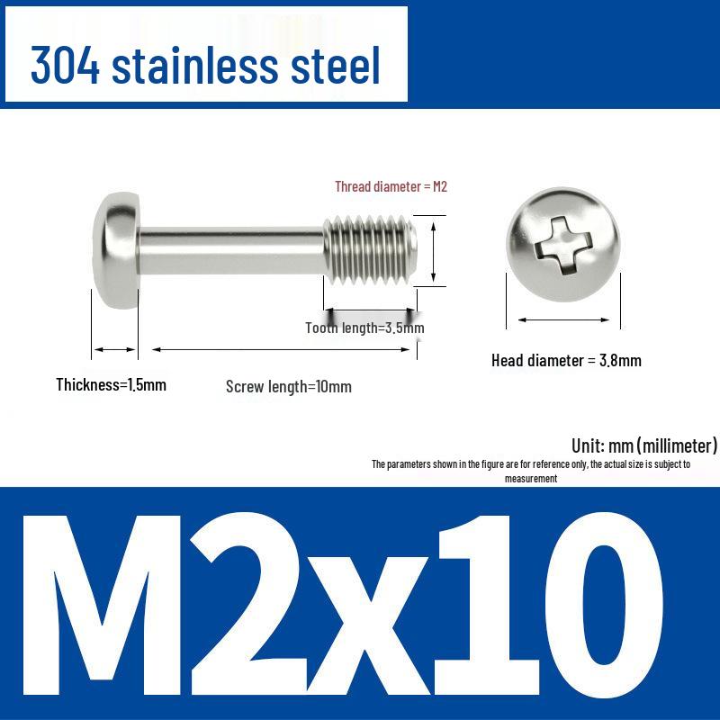 Yigu 304 Stainless Steel Phillips Round Head Captive Screws - M2/M3/M4 Half Thread Pan Head Machine Screws