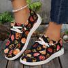 Fashion Colorful Pumpkin Print Casual Sneakers for Women Soft Bottom Lightweight Slip On Loafers Woman Comfortable Non Slip Flat Shoes
