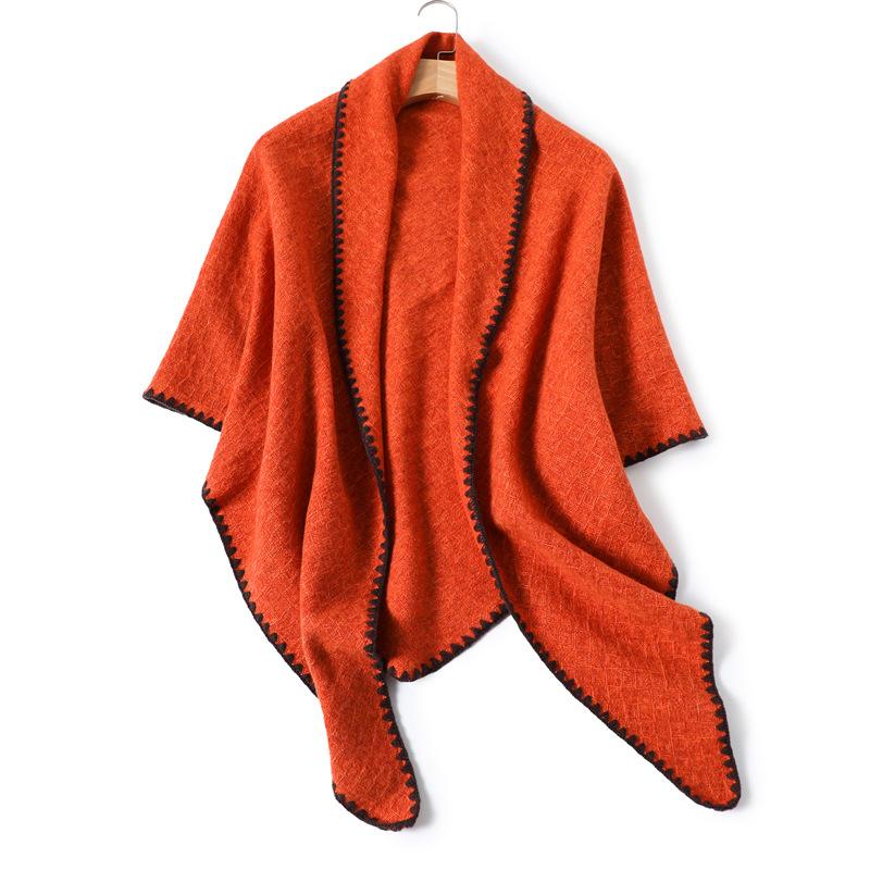 Solid Color Imitation Cashmere Temperament Scarf Long Triangle Scarf Warm Scarf Women'S Thickened Shawl Versatile In Autumn And Winter