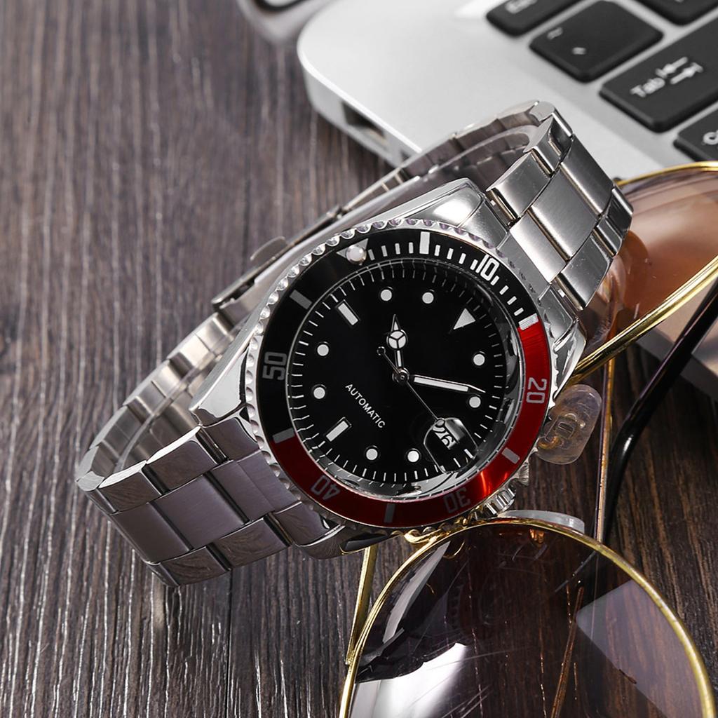 Winner Мужские автоматические механические часы с браслетом из нержавеющей стали наручные часы красного и черного цвета