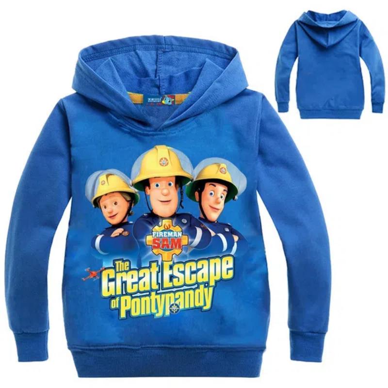Новая детская флисовая толстовка с капюшоном «Пожарный Сэм», толстовки, верхняя одежда, подарки