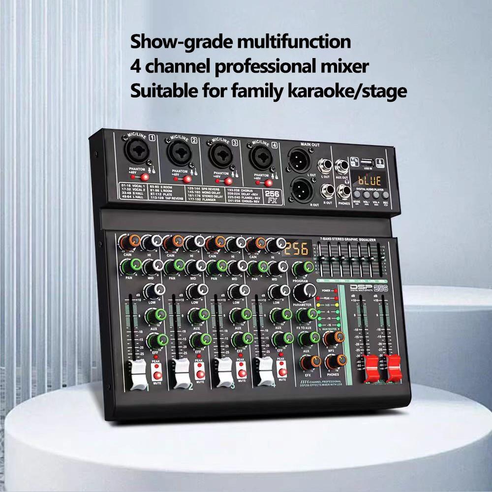 256DSP Professional Mixer Outdoor USB Sound Card Home KTV Audio System 16 Digital Reverberation Bluetooth 4/6 Channel Mixer