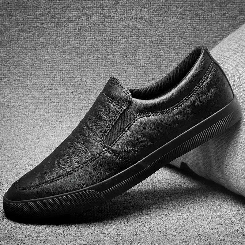 Повседневная обувь на плоской подошве, кожаные туфли без застежек для мужчин, новинка, классическая оригинальная обувь, распродажа, корейский стиль, коровья кожа