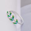 925 Sterling Silver Rings For Women Simple Green Leaf Finger Ring Original Rings Fashion Jewelry Jz345