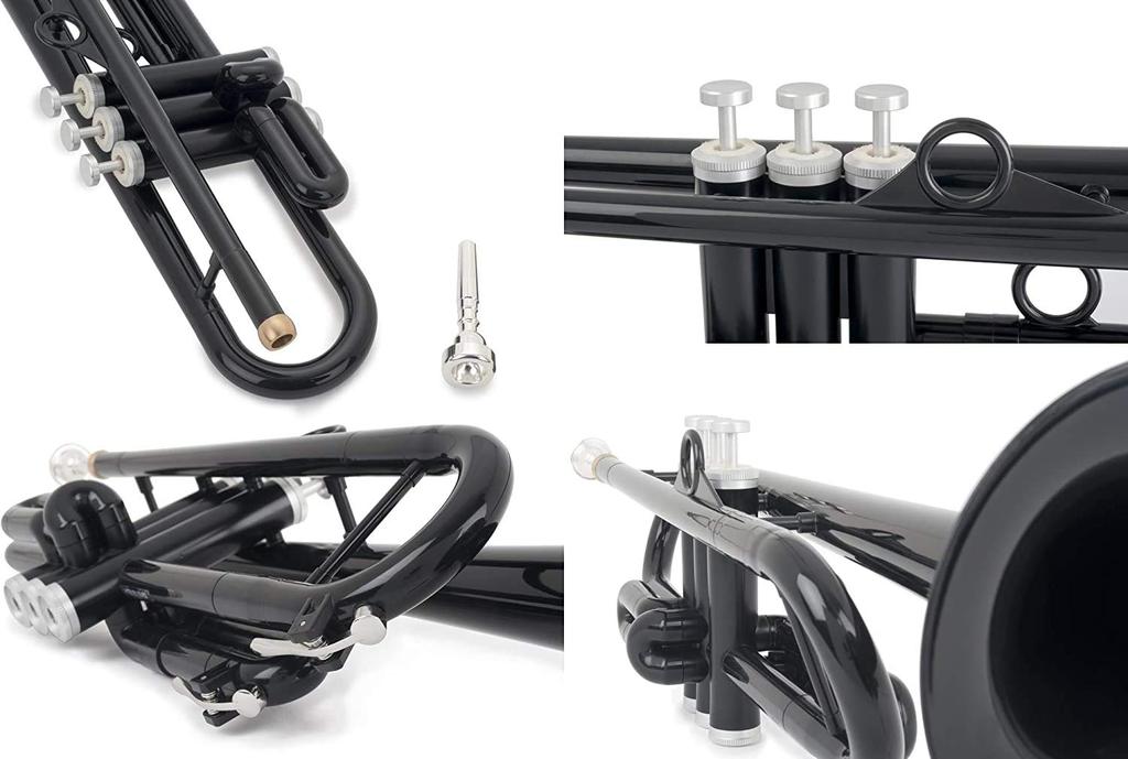 pInstruments Plastic Wind Instrument Trumpet pTrumpet hyTech Bb Key Lightweight Highly Durable ABS Antibacterial PTRUMPET1HTB Black Bag & Bio-Coated