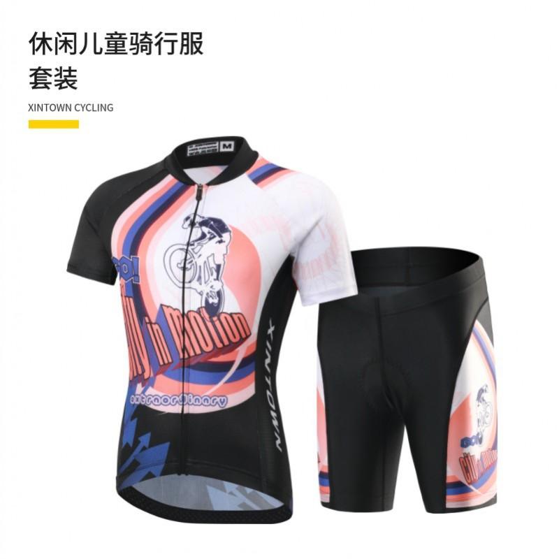 XINTOWN Kids Cycling Jersey Set Boys Girls Short Sleeve Breathable Quick Dry Roller Skating Mountain Bike