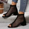 Plus-Size Cross-Border Mesh High Heel Sandals Women's 2025 New Arrival