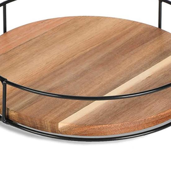 9-дюймовый деревянный проигрыватель Lazy Susan со стальными стенками, вращающийся на 360 градусов шкаф, кладовая, кухонная столешница, холодильник, шкаф, органайзер для обеденного стола