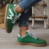 Fashion Women's Lightweight and Comfortable Sneakers Striped Lace-Up Casual Breathable Green Sports Shoes Plus Size