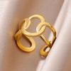Популярное геометрическое кольцо из нержавеющей стали с линией любви, женское, с простыми нишевыми аксессуарами с K-золотым покрытием