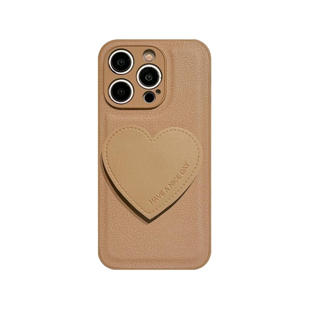 Чехол-подставка в форме сердца из ПУ-кожи для iPhone 15/16 Pro Max - Стильный дизайн для женщин