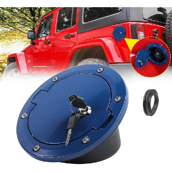 Fuel Door Cover JeCar Locking Gas Cap Cover For 2007-2018 Jeep Wrangler JK & Unlimited