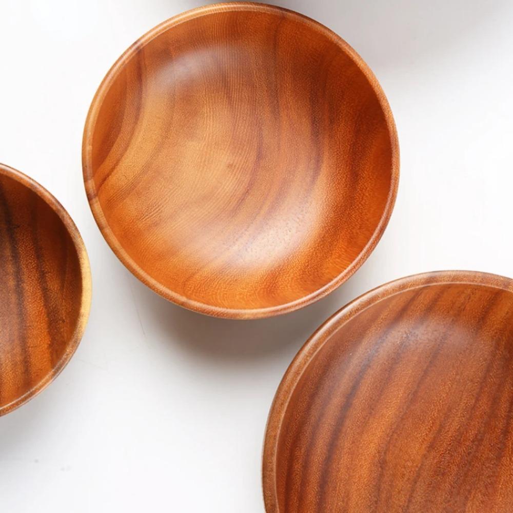 Простая миска из акации, бытовой салатник для смешивания, деревянная миска для замешивания, миска из массива дерева, утолщенная миска для замачивания, деревянная посуда