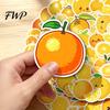 DIY Craft Supplies for Kids 50PCS Cartoon Orange Theme Stickers, Healing Style Waterproof Vinyl Fresh Fruit Stationery Decals, Scrapbooking Aesthetic