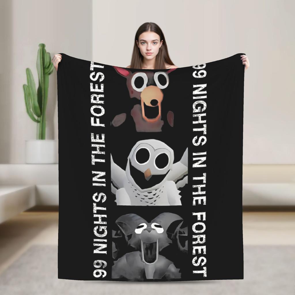 99 Nights in the Forest The Deer Flannel Throw Fashion Blanket Horror Game Bedding Knitted Fashion Blanket Outdoor Lightweight Multi-functio