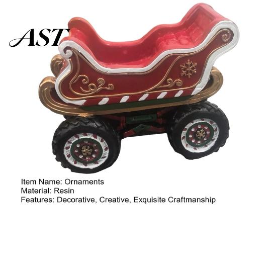 Holiday Atmosphere Ornaments for Shops Retro Christmas Sleigh Truck Ornament, Decorative Vehicle Figurine, Resin Vintage Handcrafted Table Decor