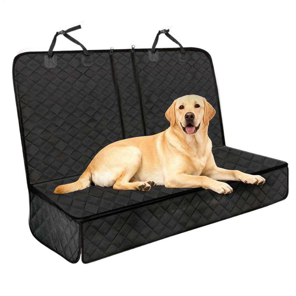Car Back Seat Pet Cushion Waterproof Dog Seat Cover Supplies Double Zipper Waterproof Adjustable Strap Back Seat Pet Cover