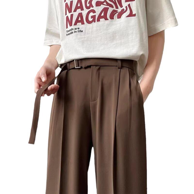 Мужские весенние повседневные свободные черные брюки с широкими штанинами - роскошные брюки с драпировкой в японском стиле