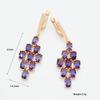 Модные уникальные женские длинные роскошные серьги-подвески из розового золота 585 пробы с фиолетовым натуральным цирконом, креативные подарочные ювелирные изделия с тонкими кристаллами