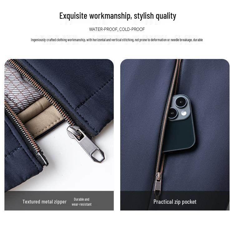 Pierre Cardin Men's Stand-Up Collar Cotton Jacket, Dad Style, Thickened for Autumn/Winter 2025.