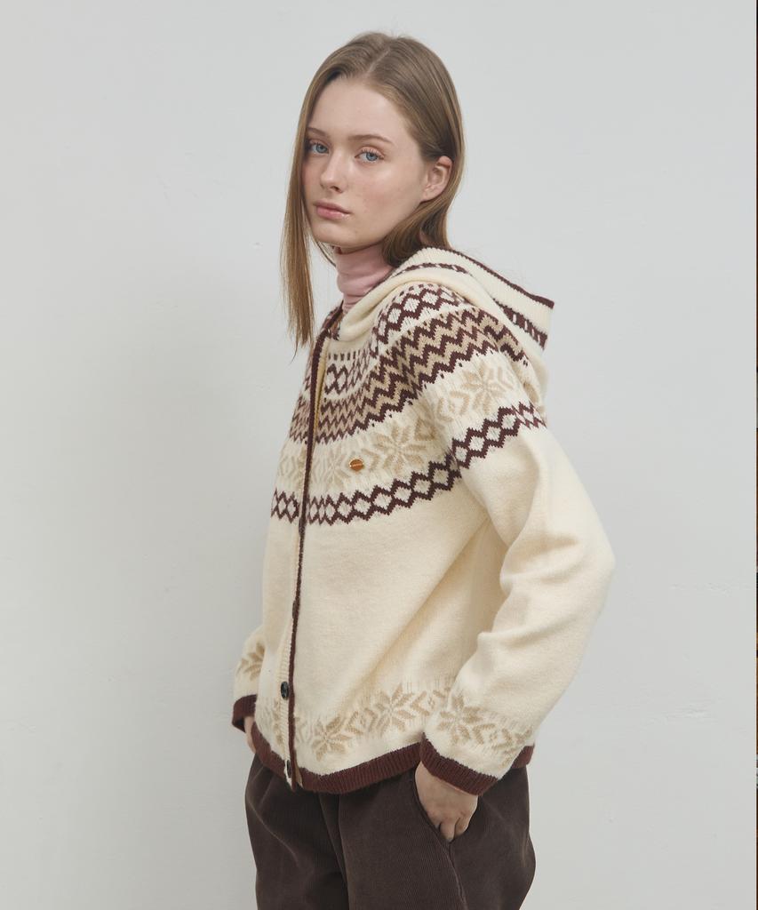 ANOETIC Nordic Hoodie Knit Cardigan_Cream