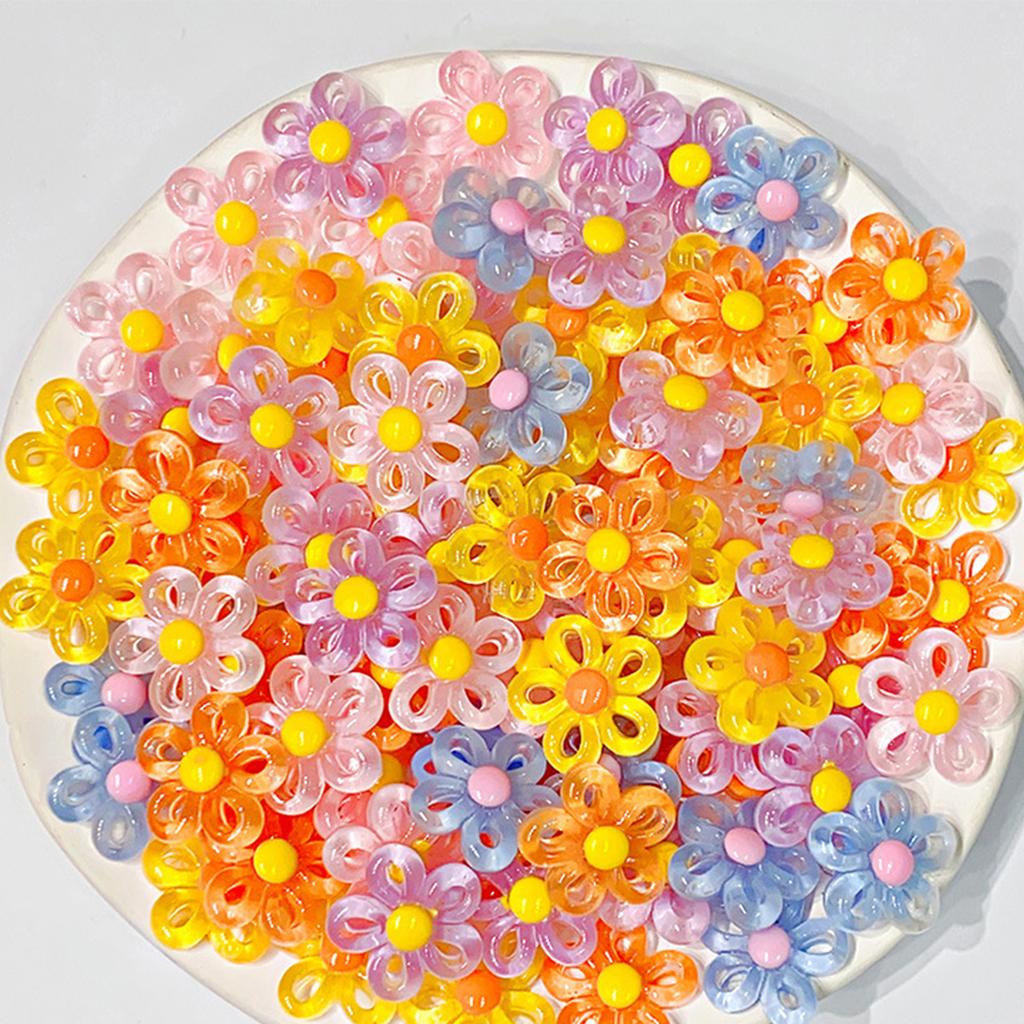Hollow Flower Bead with Hole Resin Flower Beads for DIY Bracelets Necklaces Crystal Flower Bead Jewelry Making Tool