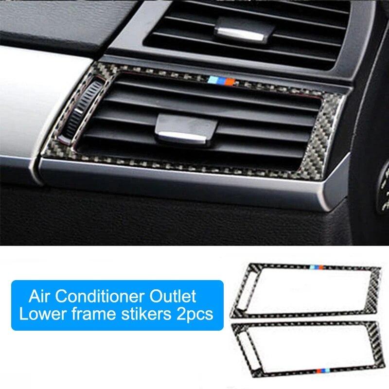 Панель управления автомобиля из углеродного волокна, левая-правая розетка кондиционера, наклейки на крышку для BMW X5 E70 X6 E71 2008-13, аксессуары