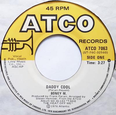 7-дюймовая пластинка BONEY M. - Daddy Cool ATCO7063 ATCO Records 1976 Канада Соул/Фанк Б/у