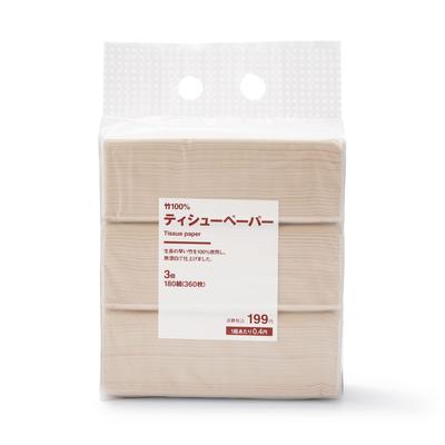 Бумажные салфетки Muji из бамбука, 3 упаковки по 180 листов в каждой, всего 360 листов