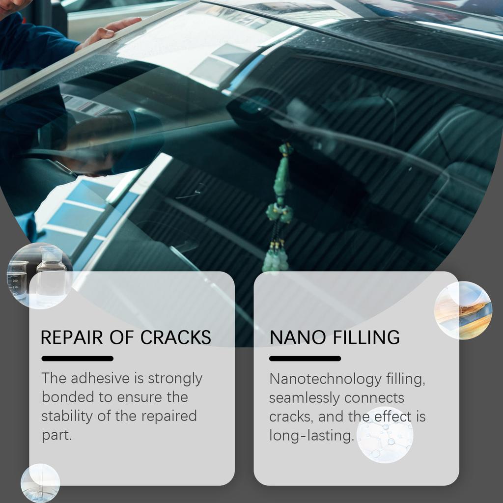 Windshield Chip Repair Kit High-Density Resin Glass Crack Repair Liquid for Bullseye Star Cracks Needle-Free DIY Auto Glass Repair Solution