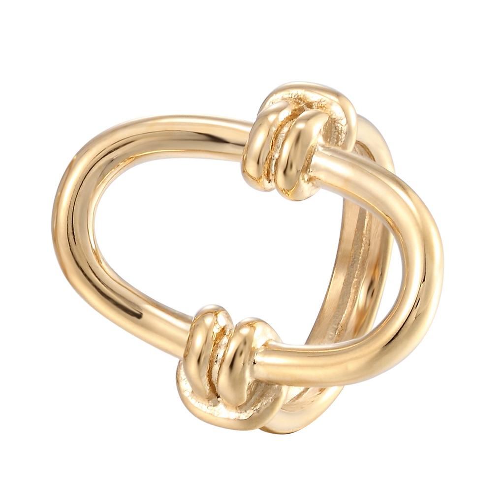 Japan and Korea Simple Hollow Oval Knot Ring Women's Personality Fashion Stainless Steel Ring Titanium Steel Geometric Accessories