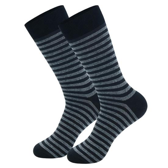 Daily Commute Work Socks Men Striped Crew Socks, Cotton Dress Moisture Wicking Smart Casual Office Breathable for Business Wear Formal